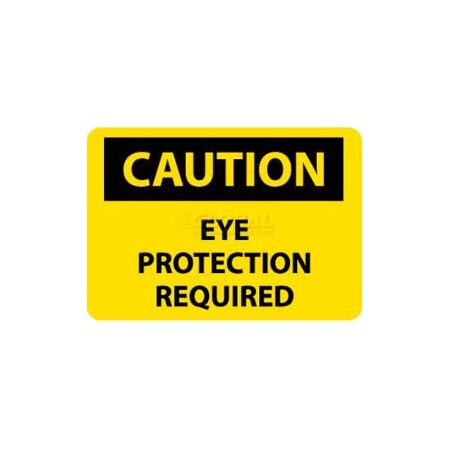 National Marker Co NMC OSHA Sign, Caution Eye Protection Required, 10in X 14in, Yellow/Black C485RB